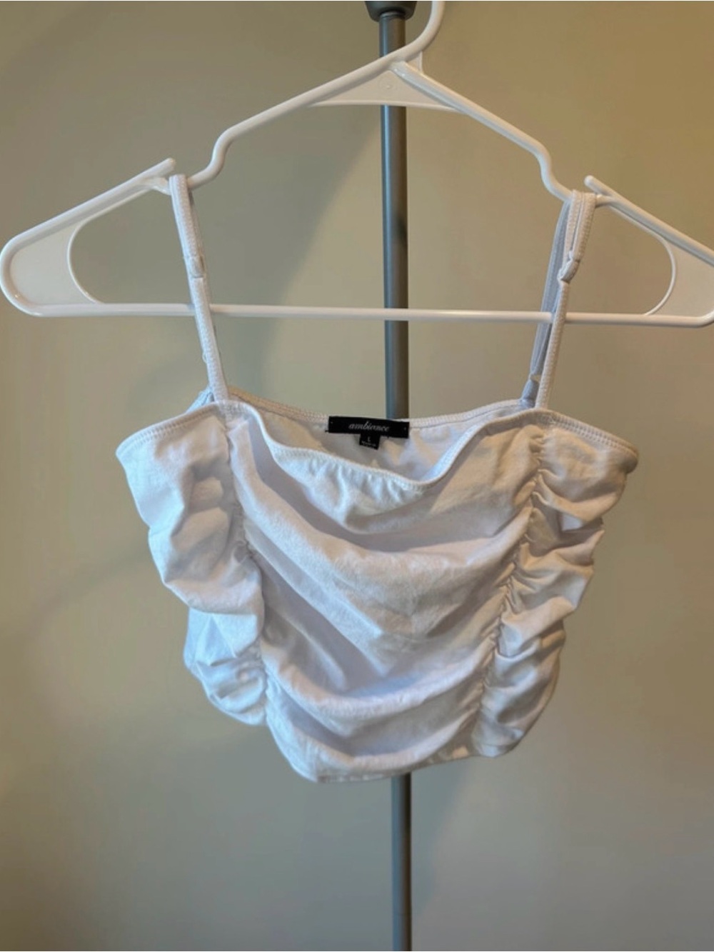 Ambiance White Ruched Spaghetti Strap Cami